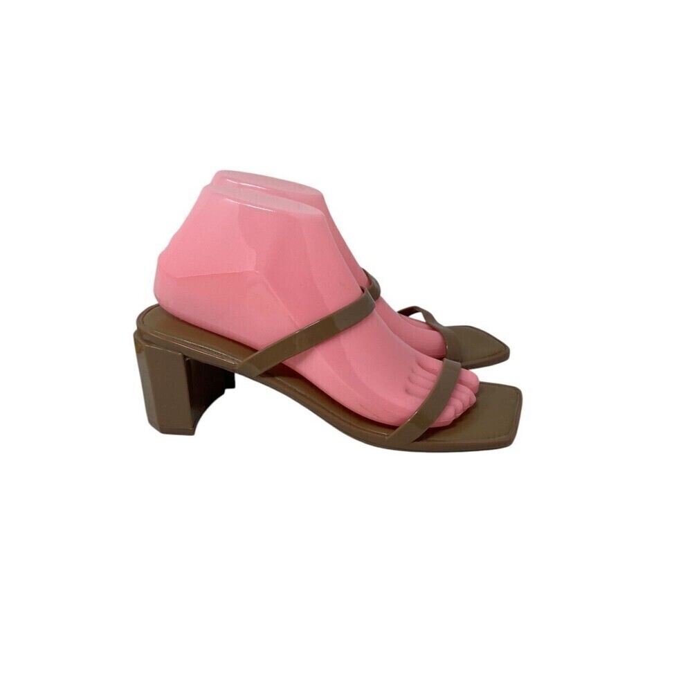 Jeffrey Campbell Women's Size 9 Slip-On Jamm Jelly Heeled Slide Sandals Beige